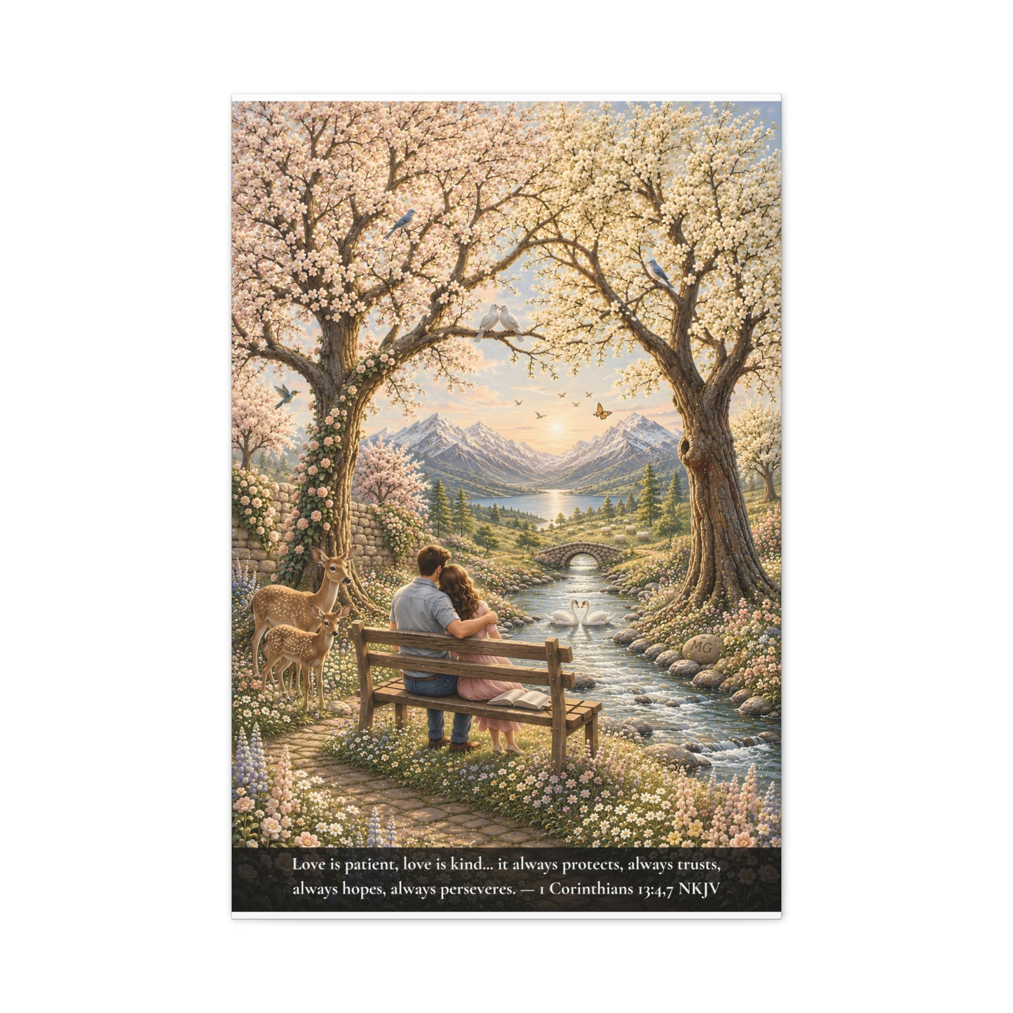Love Is Patient — Young Couple | 1 Corinthians 13:4-7 | Classic Christian Canvas Art
