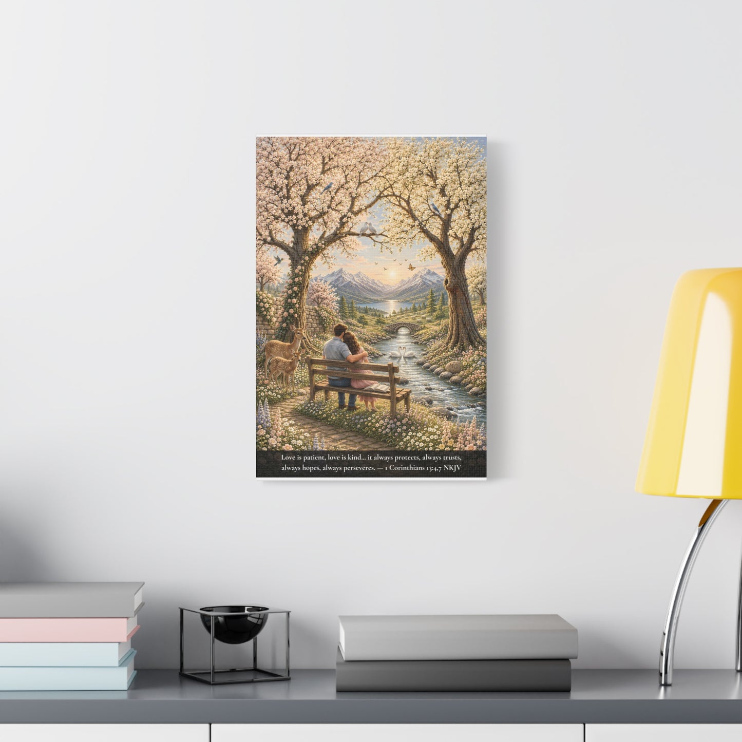 Love Is Patient — Young Couple | 1 Corinthians 13:4-7 | Classic Christian Canvas Art