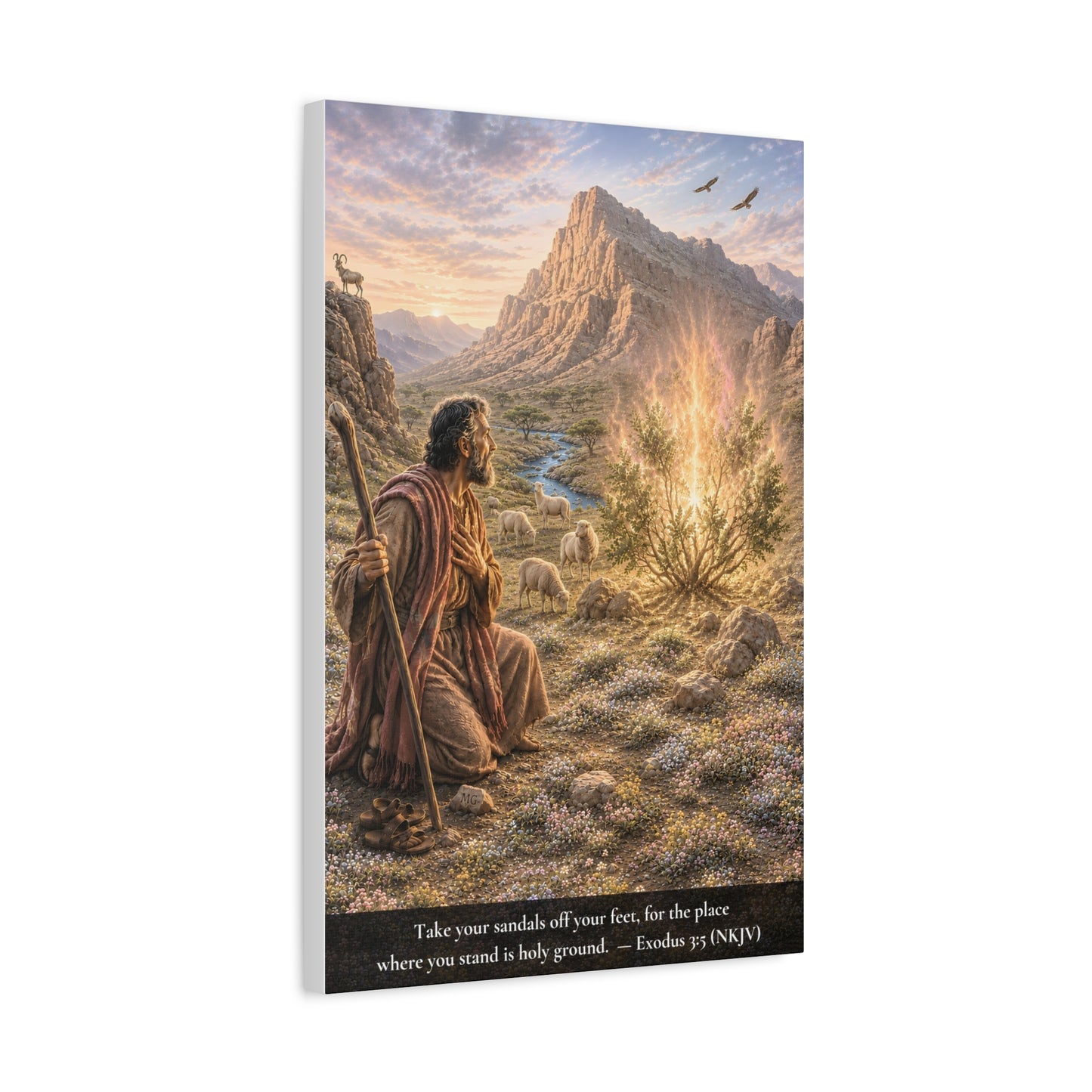 Moses and the Burning Bush — Exodus 3:5 | Classic Christian Canvas Art