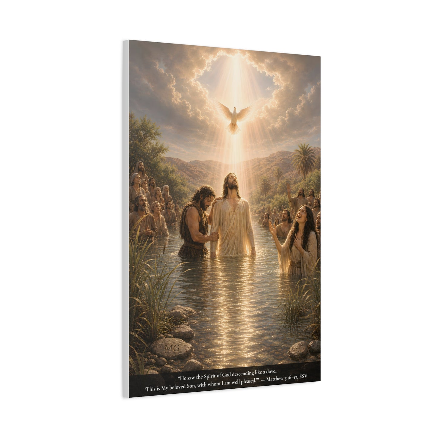 Jesus' Baptism — Matthew 3:16-17 | Classic Christian Canvas Art