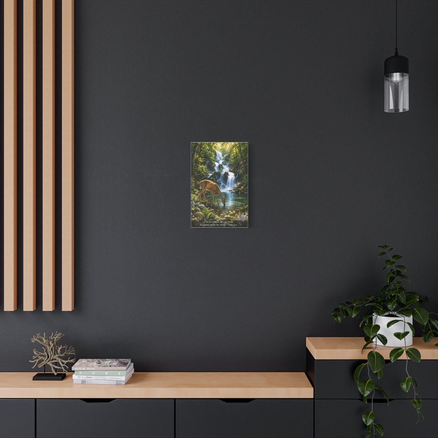 The Deer and the Waterfall — Classic Canvas Wall Art | Psalm 42:1
