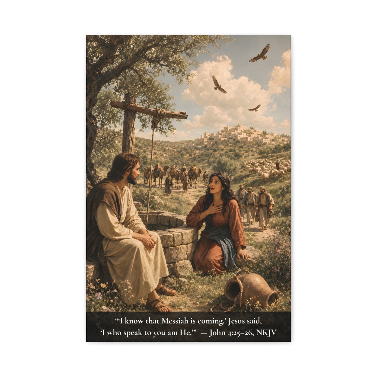 Woman at the Well — John 4:26 | Classic Christian Canvas Art