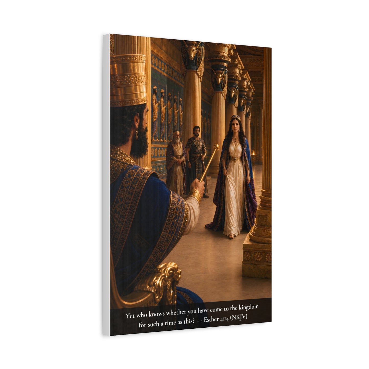 Esther Before the King — Esther 4:14 | Vibrant Christian Canvas Wall Art