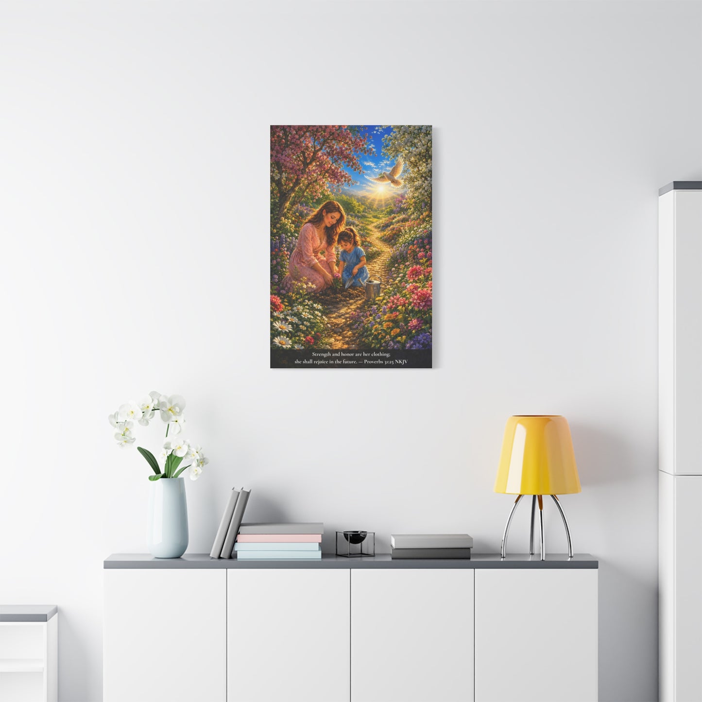 Clothed in Strength and Honor | Proverbs 31:25 Canvas Wall Art — Vibrant Edition
