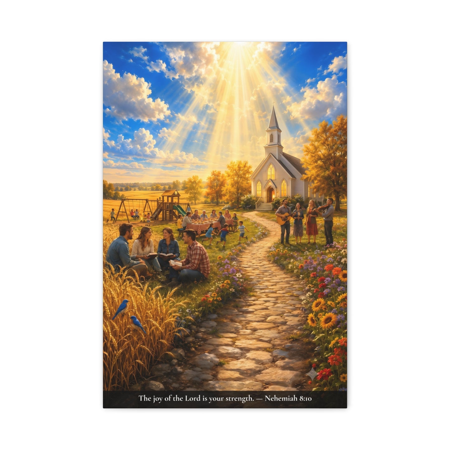The Joy of the Lord — Nehemiah 8:10 — Vibrant Edition — Christian Canvas Wall Art