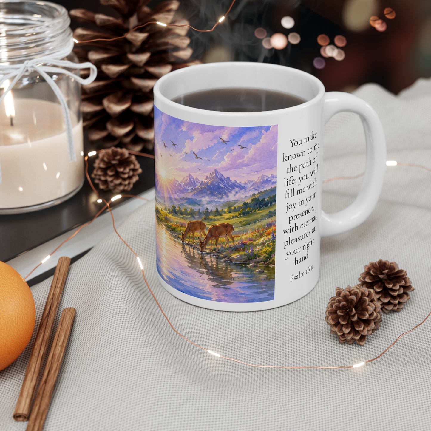 Filled With Joy Coffee Mug 11oz — Psalm 16:11 Christian Gift for Women