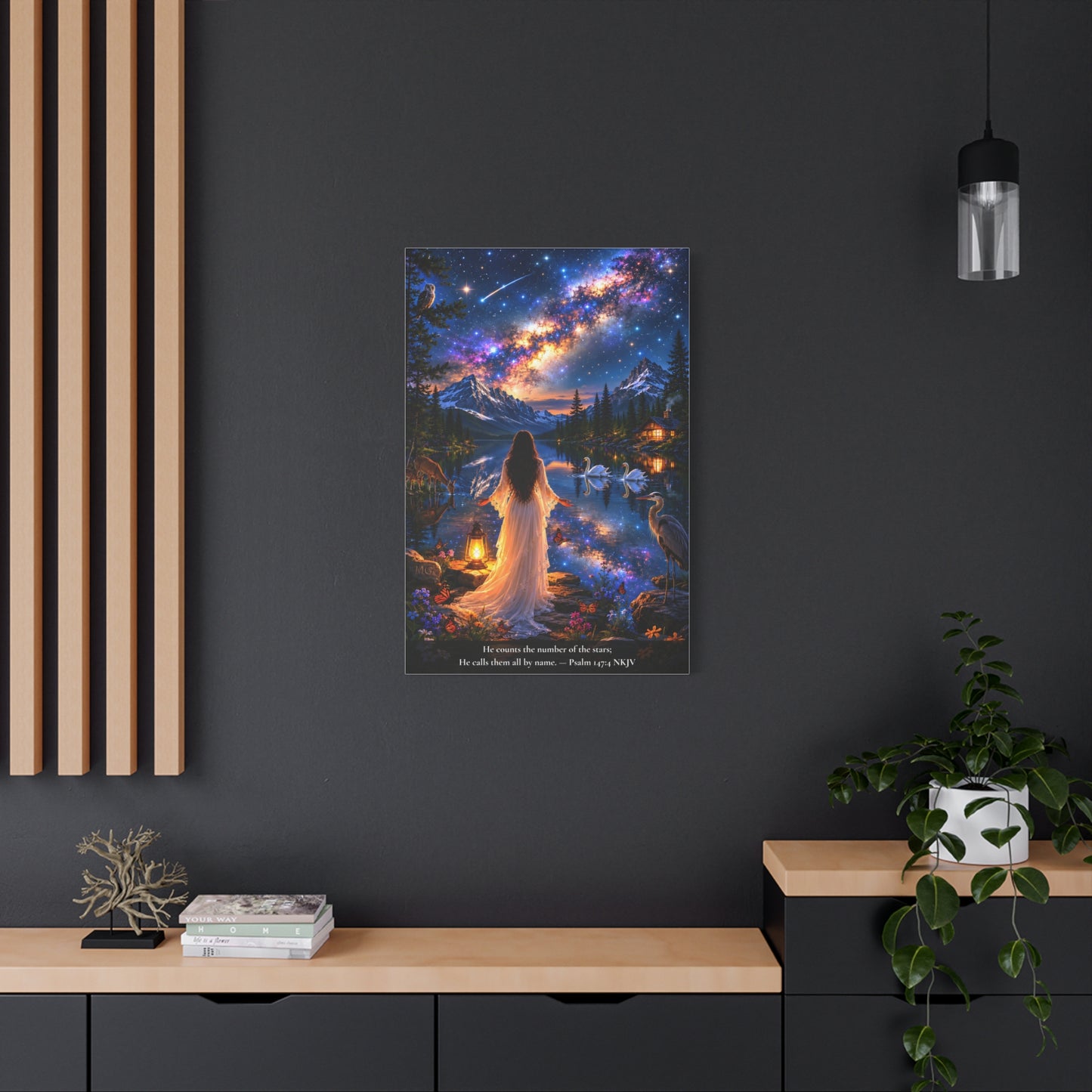 He Counts the Stars by Name — Psalm 147:4 | Vibrant Christian Canvas Wall Art