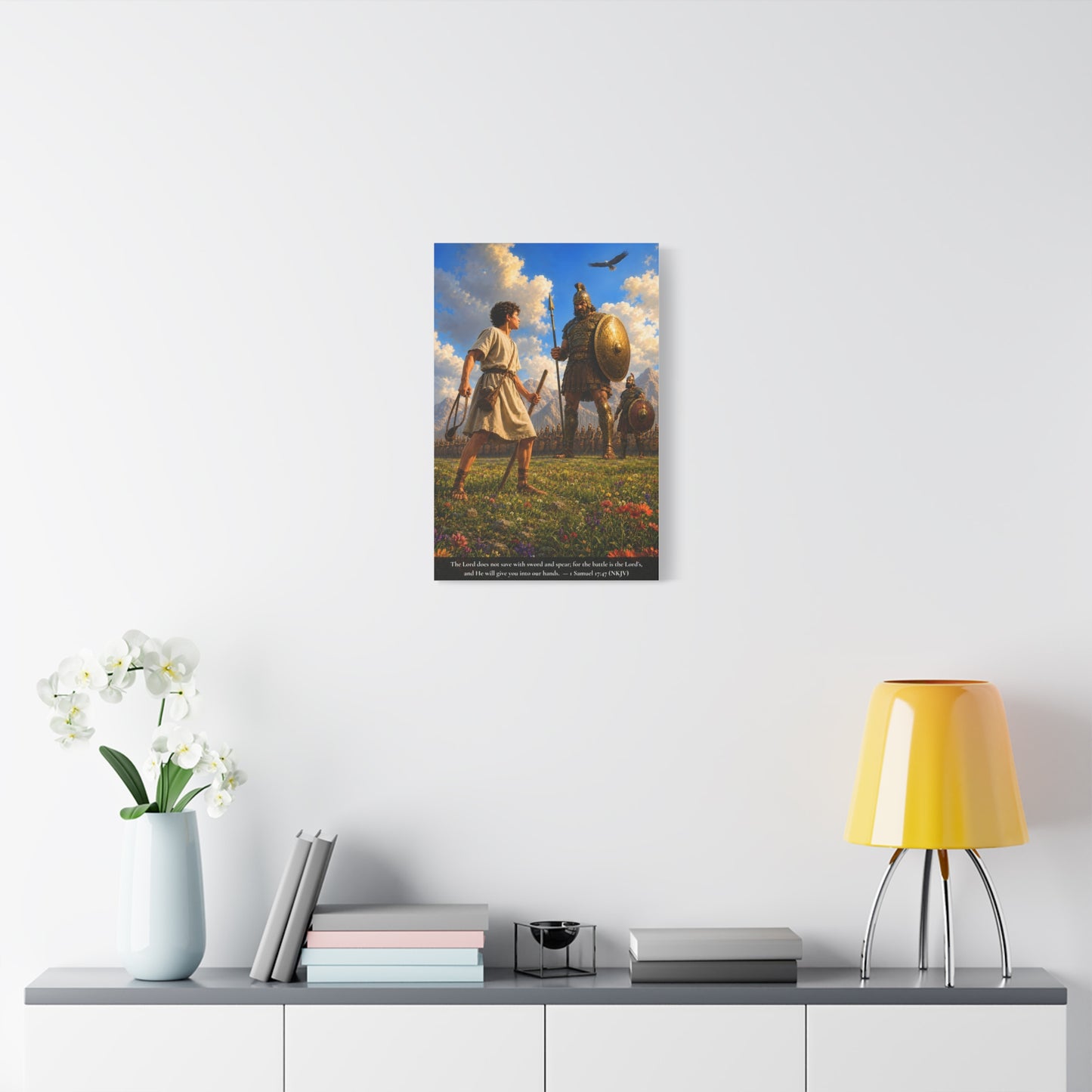 David and Goliath — 1 Samuel 17:47 | Vibrant Christian Canvas Wall Art