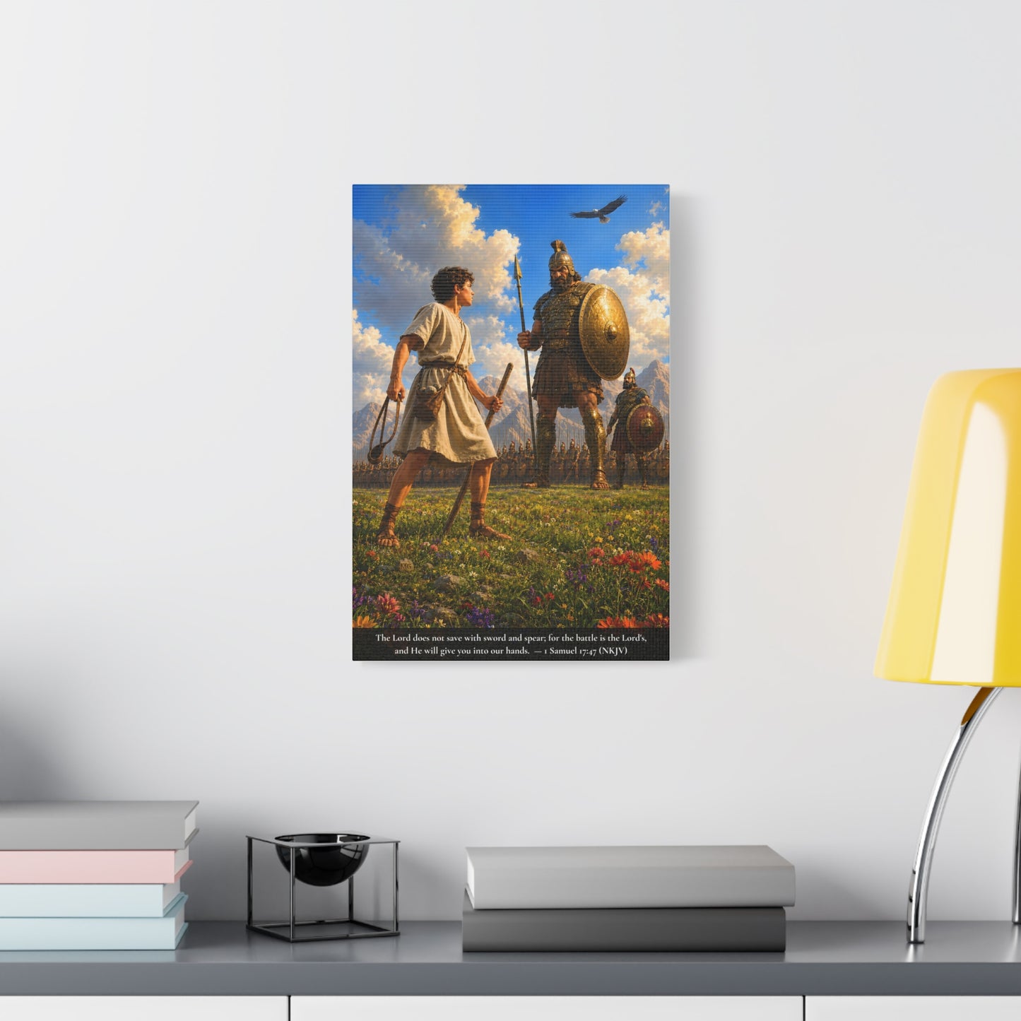 David and Goliath — 1 Samuel 17:47 | Vibrant Christian Canvas Wall Art
