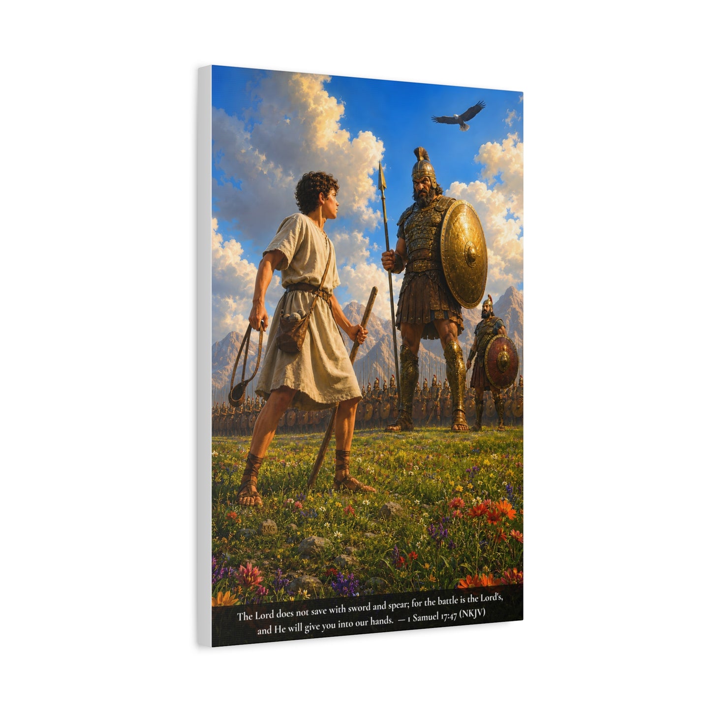 David and Goliath — 1 Samuel 17:47 | Vibrant Christian Canvas Wall Art