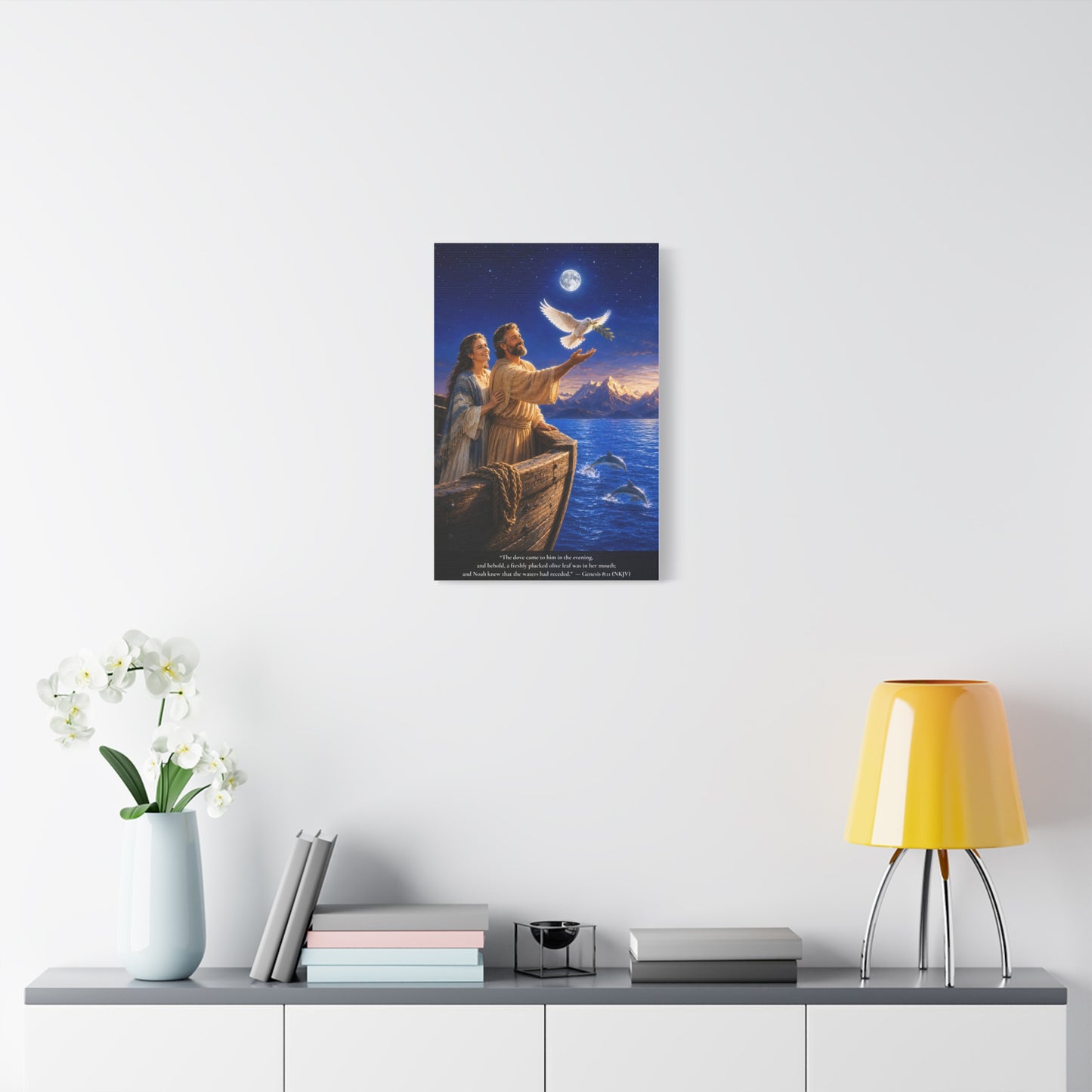 Noah's Dove Returns with the Olive Branch — Genesis 8:11 | Vibrant Christian Canvas Wall Art