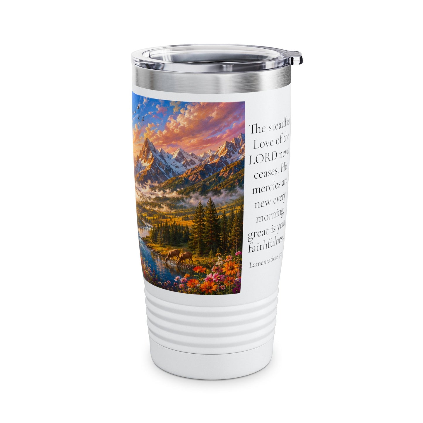 His Mercies Are New Every Morning Tumbler 20oz - Lamentations 3:23 Christian Gift