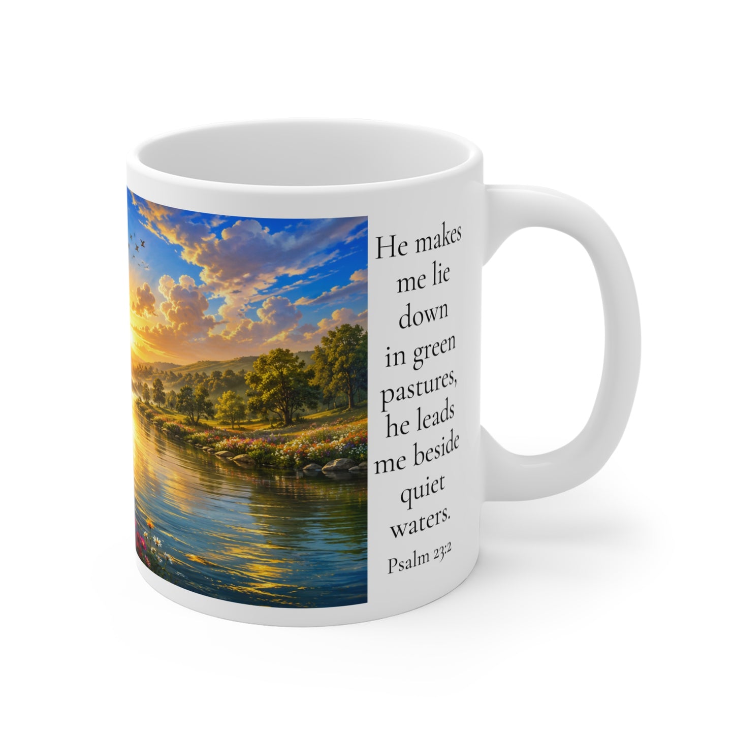 He Leads Me Beside Still Waters 11oz - Psalm 23:2 Christian Gift