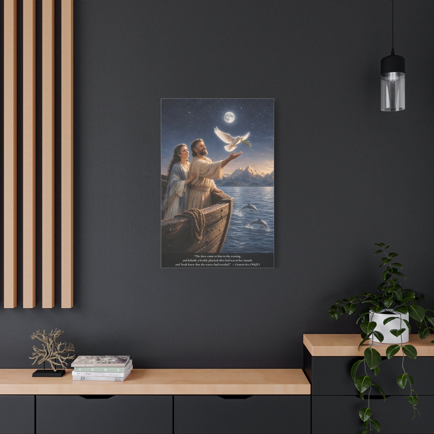 Noah's Dove Returns with the Olive Branch — Genesis 8:11 | Classic Christian Canvas Art