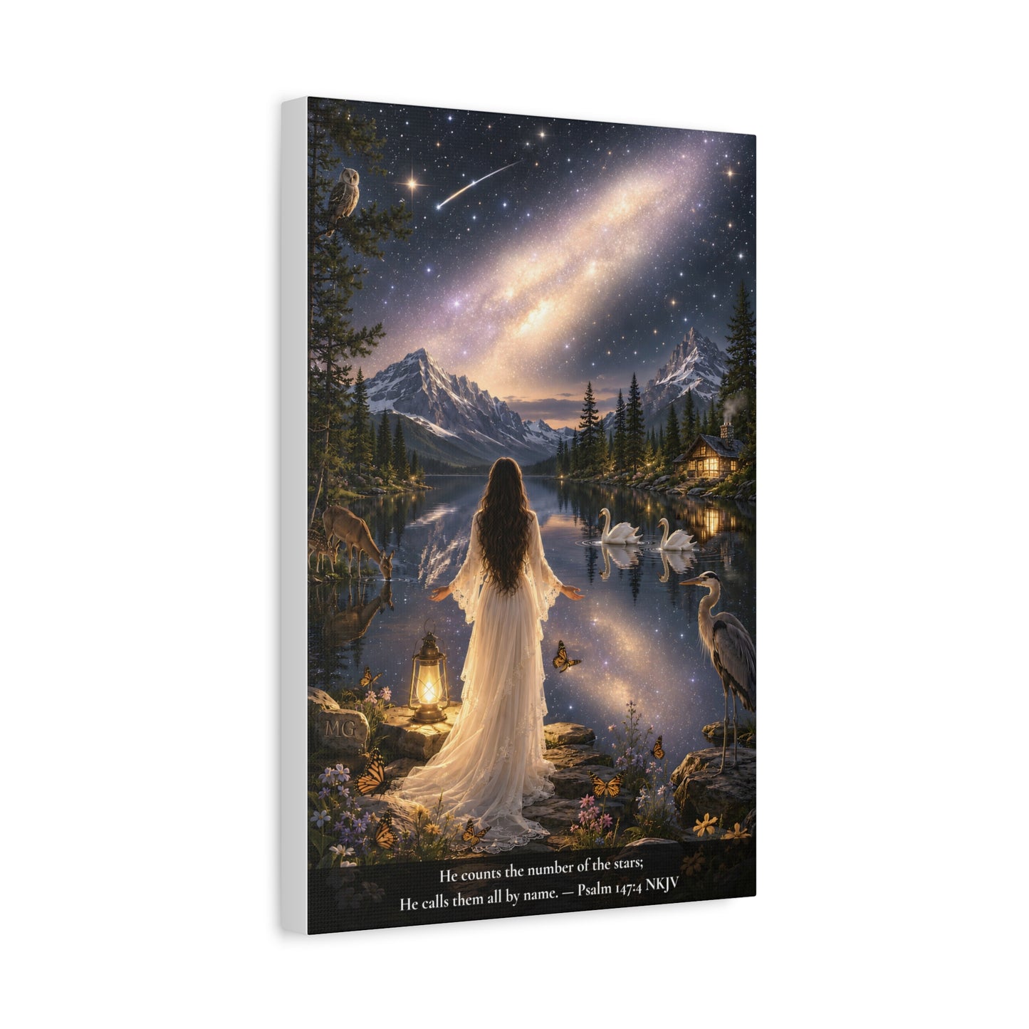 He Counts the Stars by Name — Psalm 147:4 | Classic Christian Canvas Art