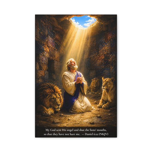Daniel in the Lions' Den — Daniel 6:22 | Vibrant Christian Canvas Wall Art