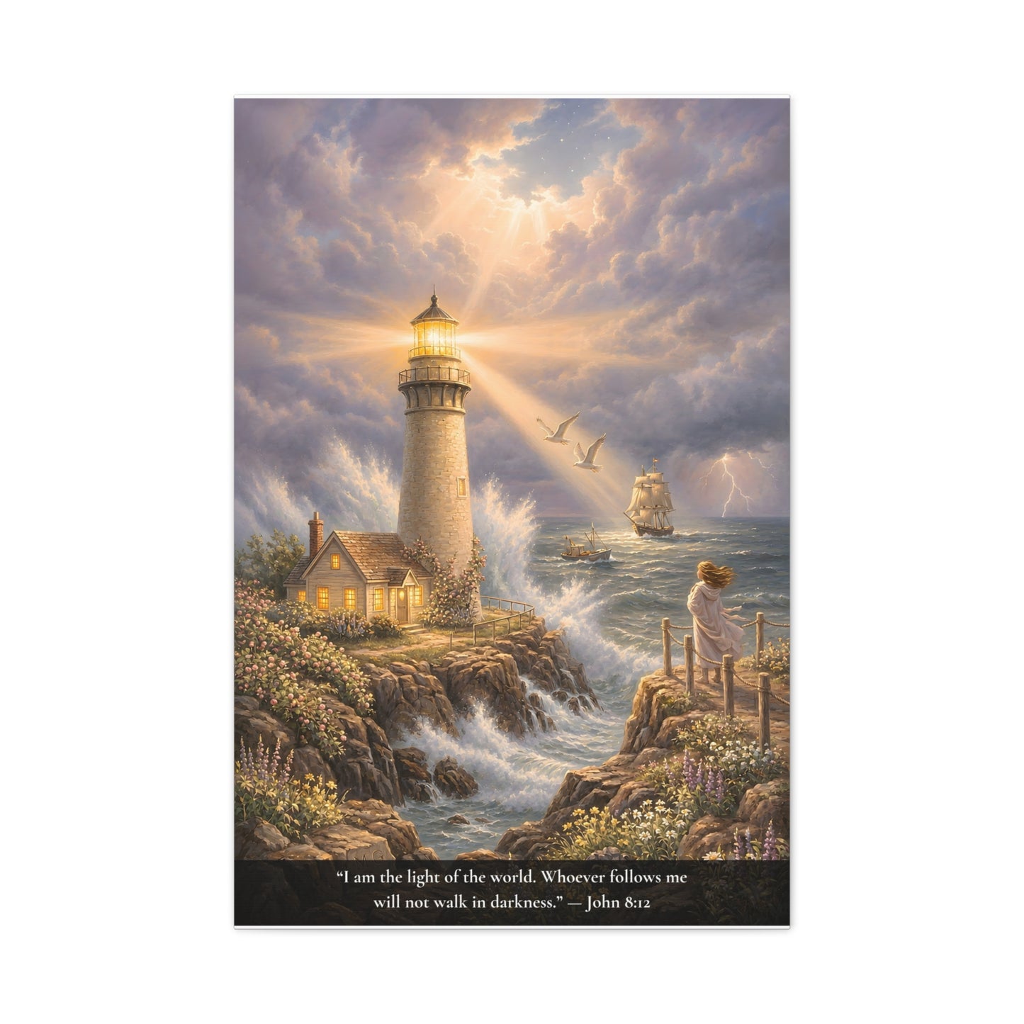 I Am the Light of the World — John 8:12 — Classic Edition — Christian Canvas Wall Art
