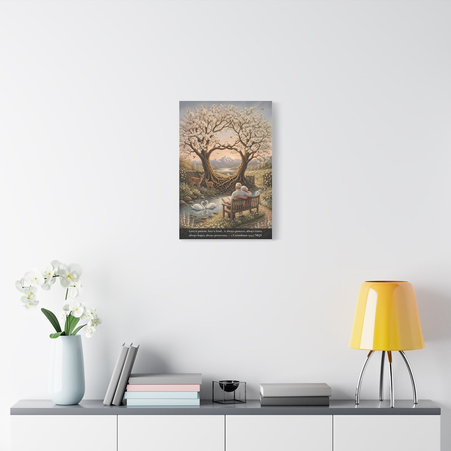 Love That Endures — Elderly Couple | 1 Corinthians 13:4-7 | Classic Christian Canvas Art