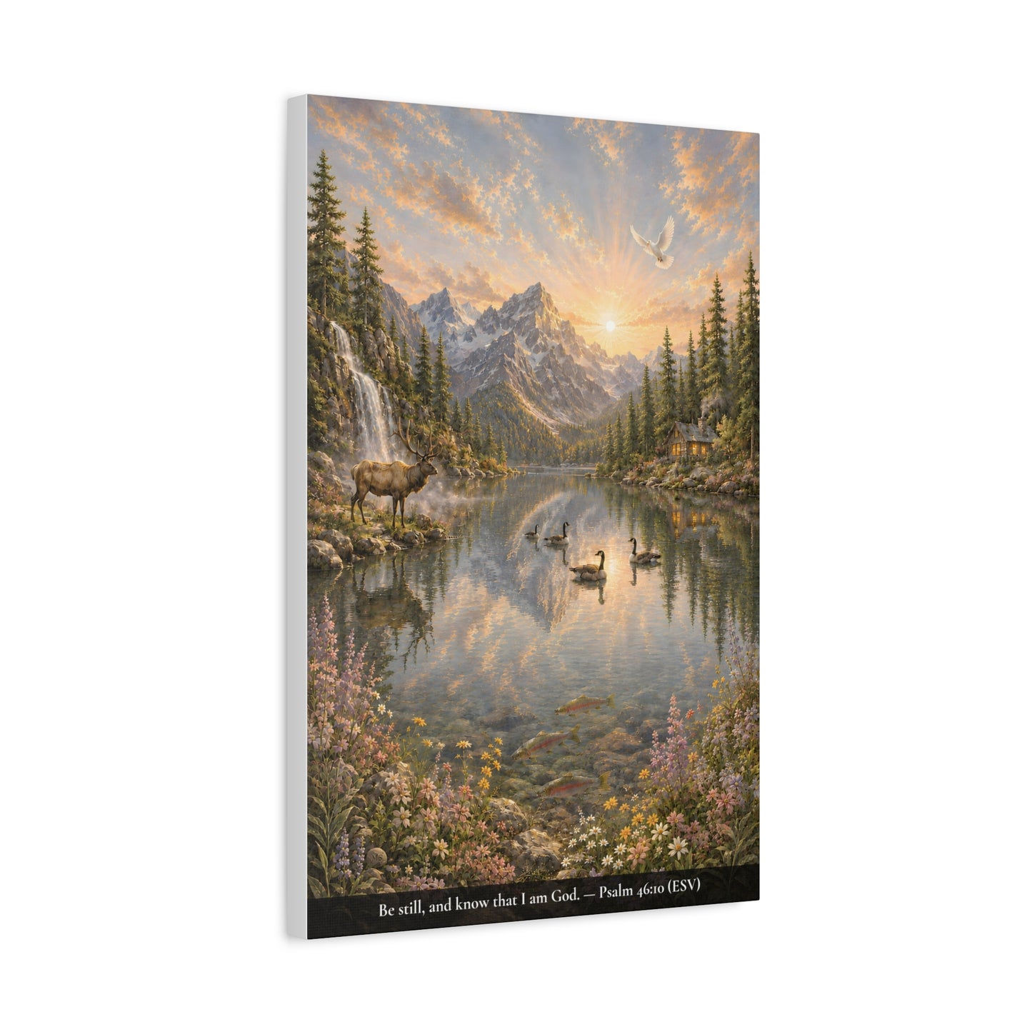 Be Still and Know — Psalm 46:10 — Alpine Lake — Classic Edition — Christian Canvas Wall Art