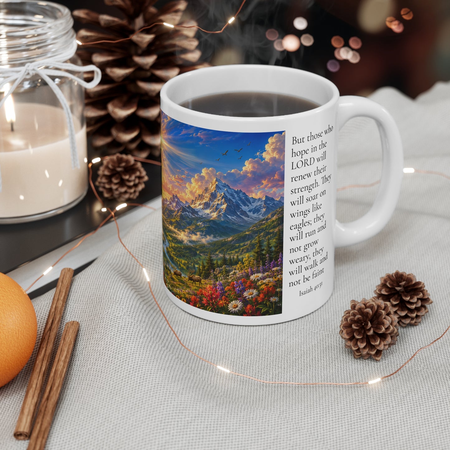 Father's Day Gift for Dad — Isaiah 40:31 Eagle Mug 11oz — Soar on Wings Like Eagles