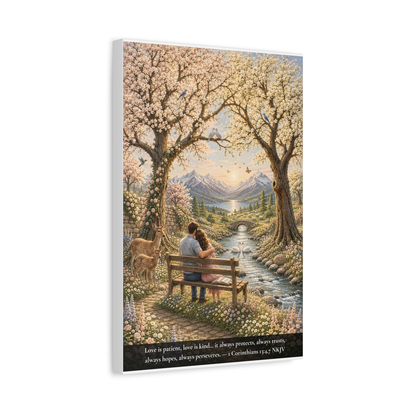 Love Is Patient — Young Couple | 1 Corinthians 13:4-7 | Classic Christian Canvas Art