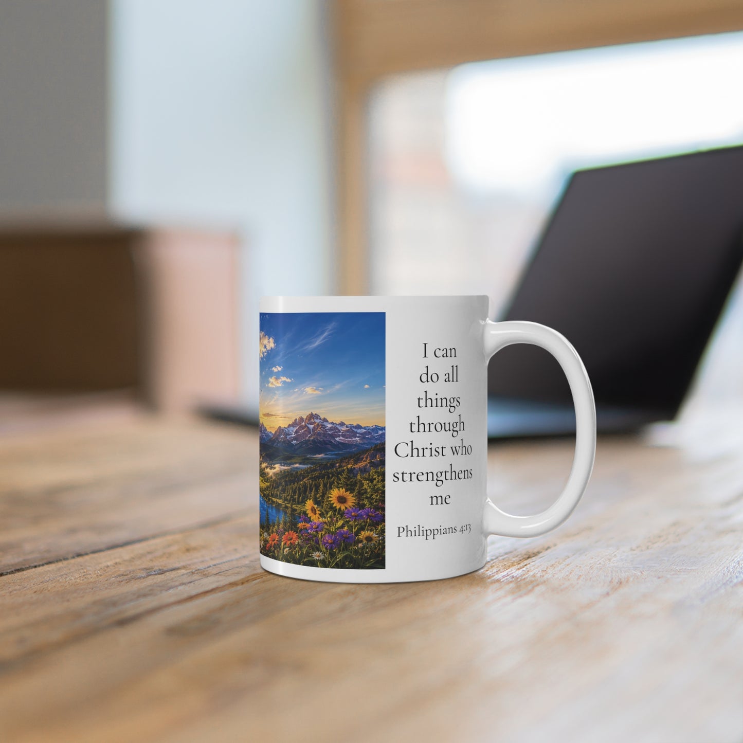 I Can Do All Things Through Christ Coffee Mug 11oz for Him - Philippians 4:13 Christian Gift