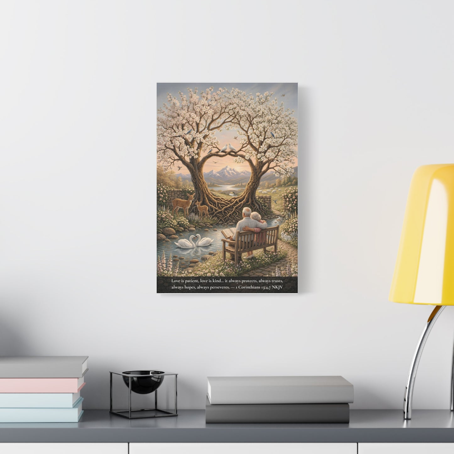 Love That Endures — Elderly Couple | 1 Corinthians 13:4-7 | Classic Christian Canvas Art