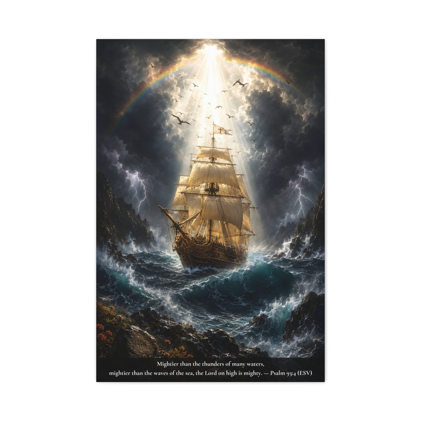 Protection Through the Storm — Vibrant Canvas Wall Art | Psalm 93:4