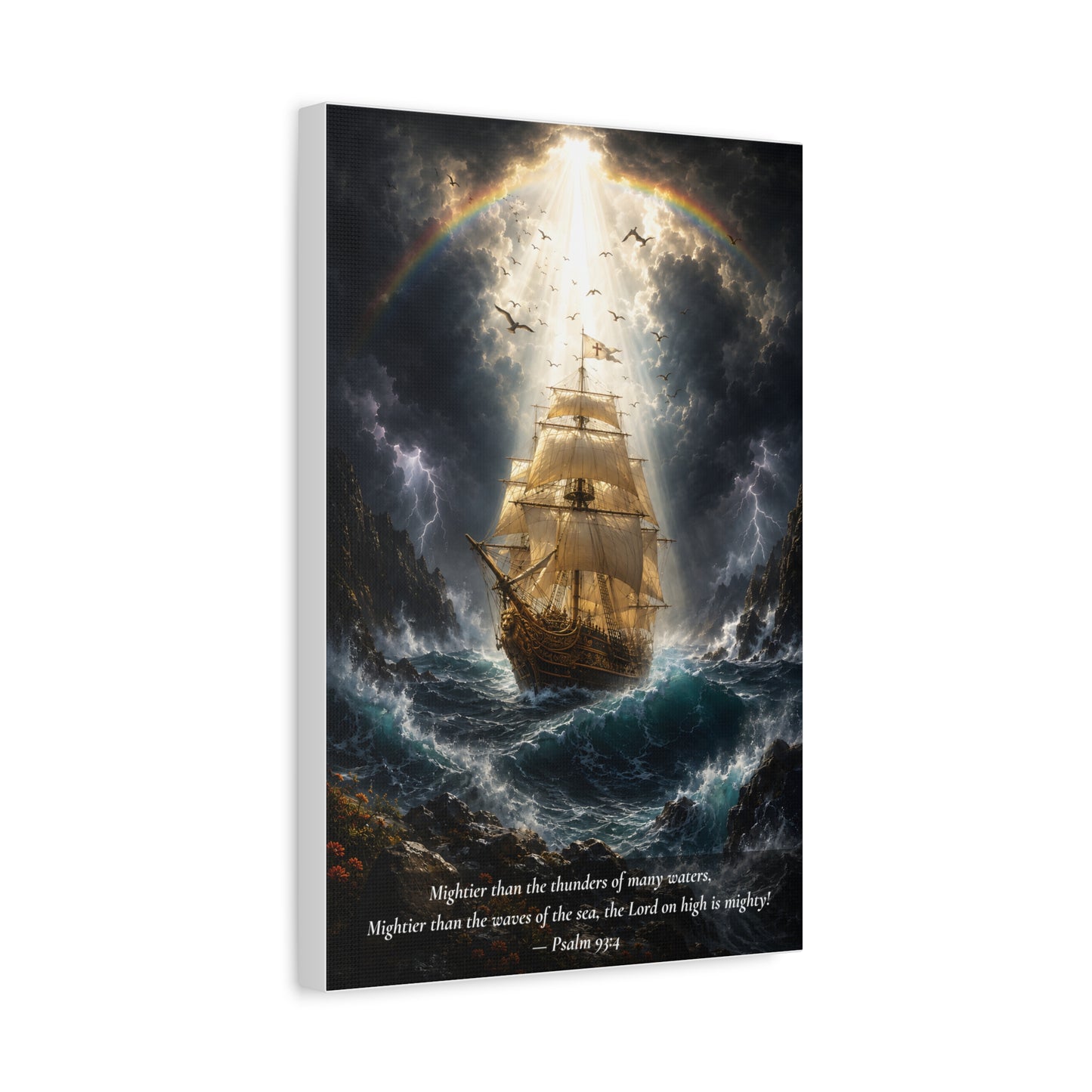 The Peace Beyond the Storm — Vibrant Canvas Wall Art | Psalm 93:4