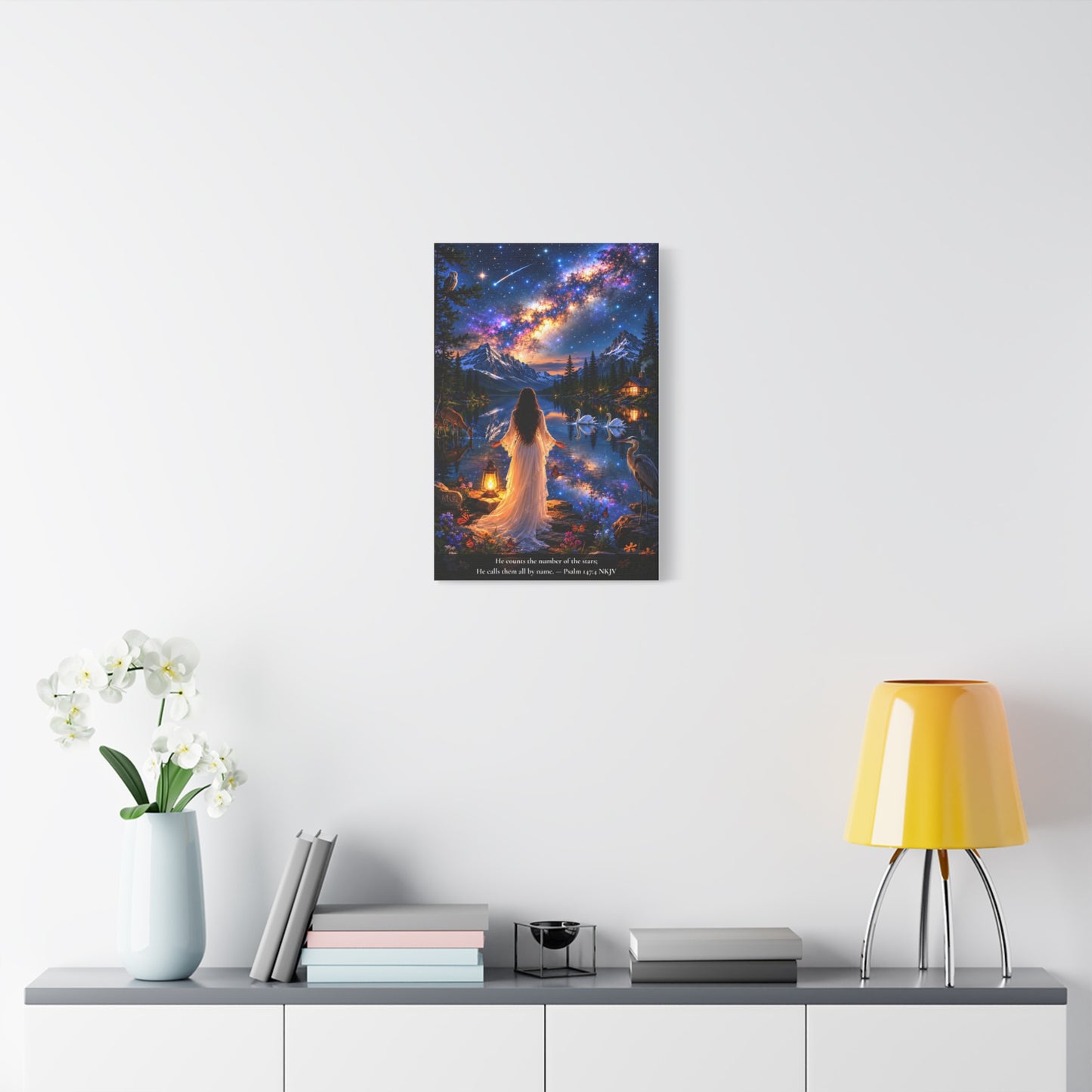He Counts the Stars by Name — Psalm 147:4 | Vibrant Christian Canvas Wall Art