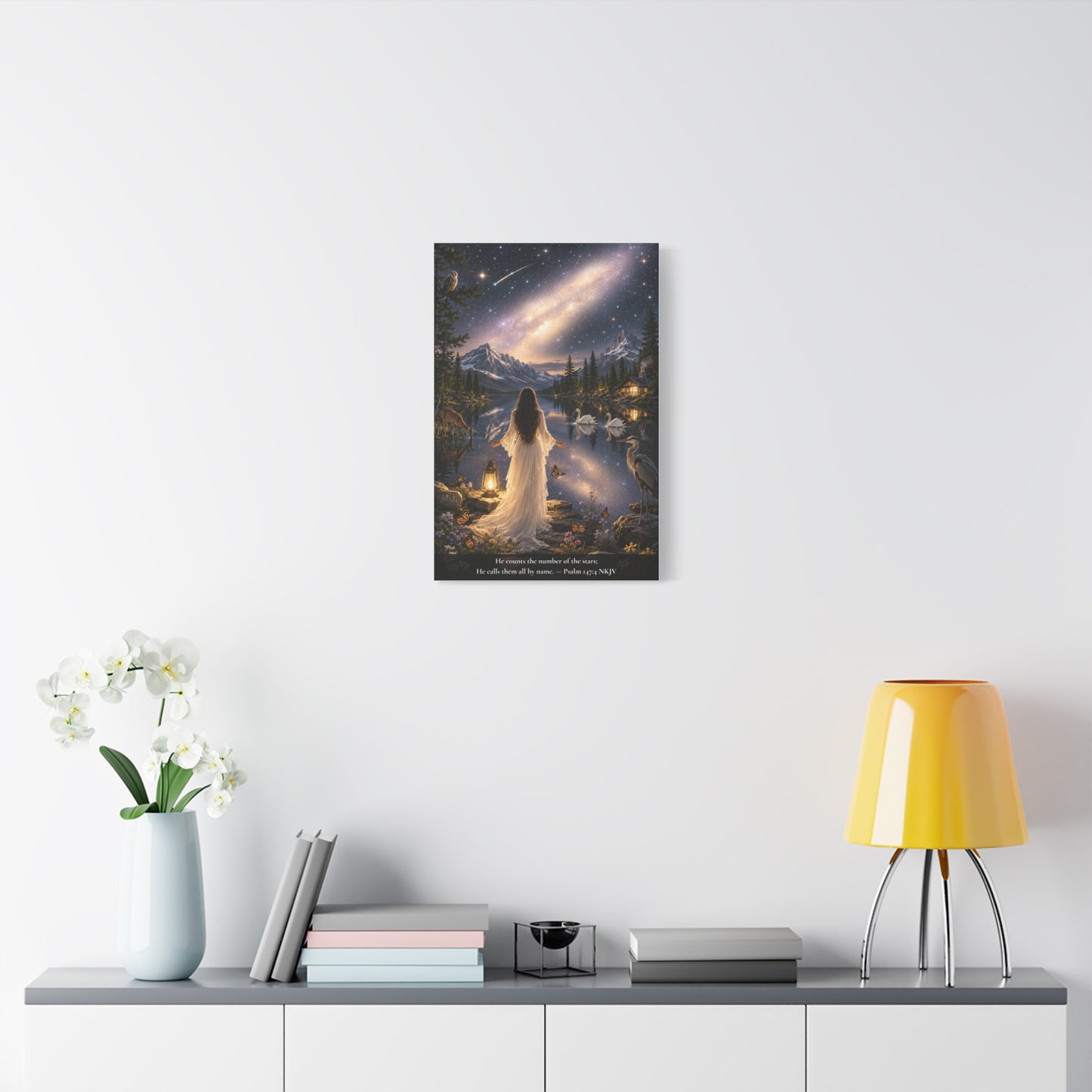 He Counts the Stars by Name — Psalm 147:4 | Classic Christian Canvas Art