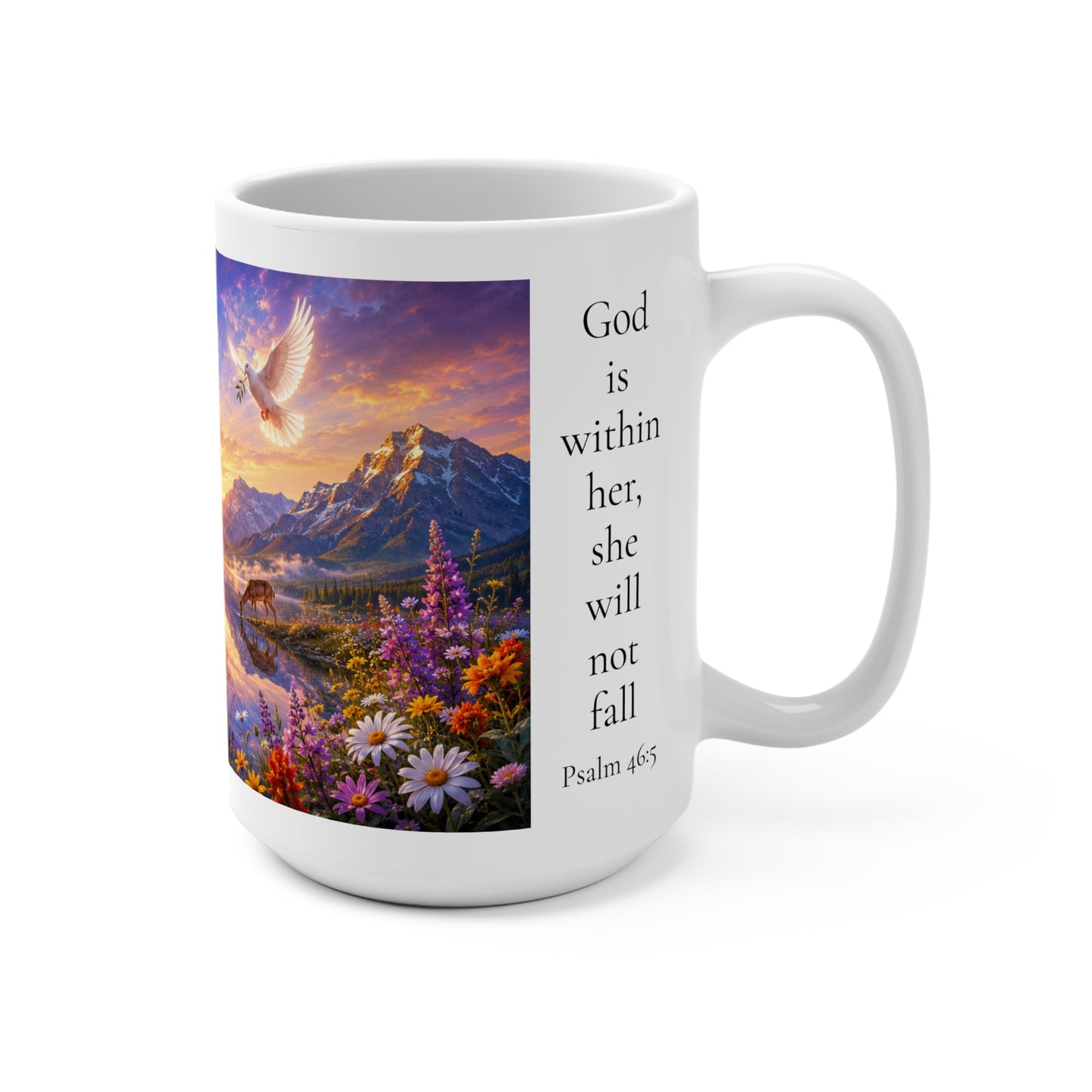 God Is Within Her Coffee Mug 15oz - Psalm 46:5 Christian Gift