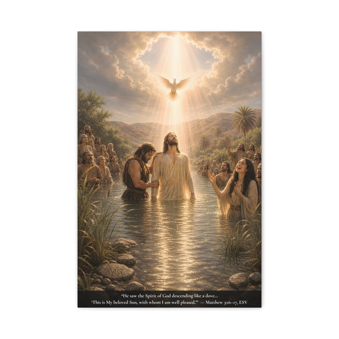 Jesus' Baptism — Matthew 3:16-17 | Classic Christian Canvas Art
