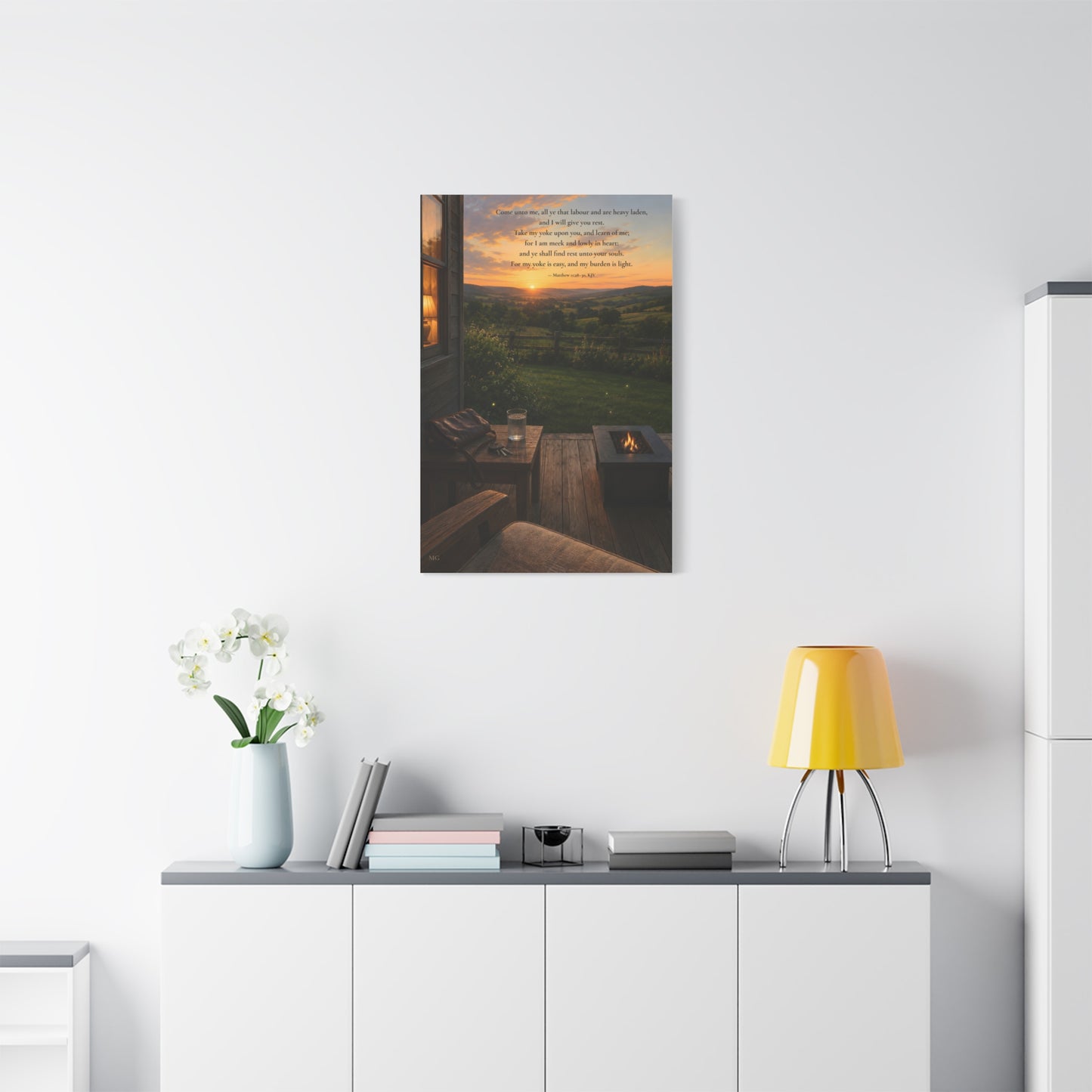 I Will Give You Rest — Matthew 11:28-30 | Quiet Grace Canvas Wall Art