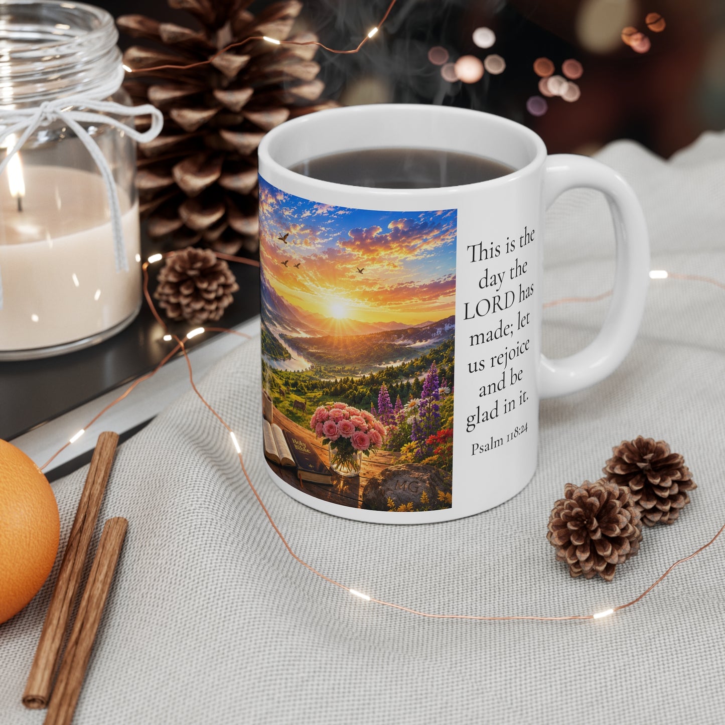 This Is the Day the LORD Has Made Coffee Mug 11oz — Psalm 118:24 Christian Gift for Women