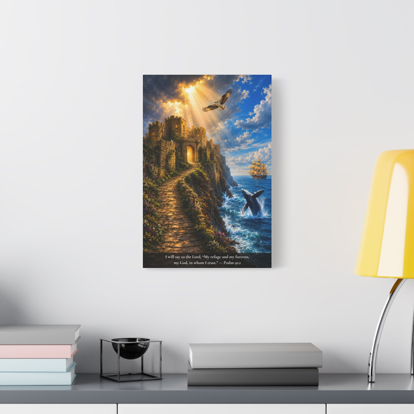 My Refuge and My Fortress — Psalm 91:2 — Vibrant Edition — Christian Canvas Wall Art