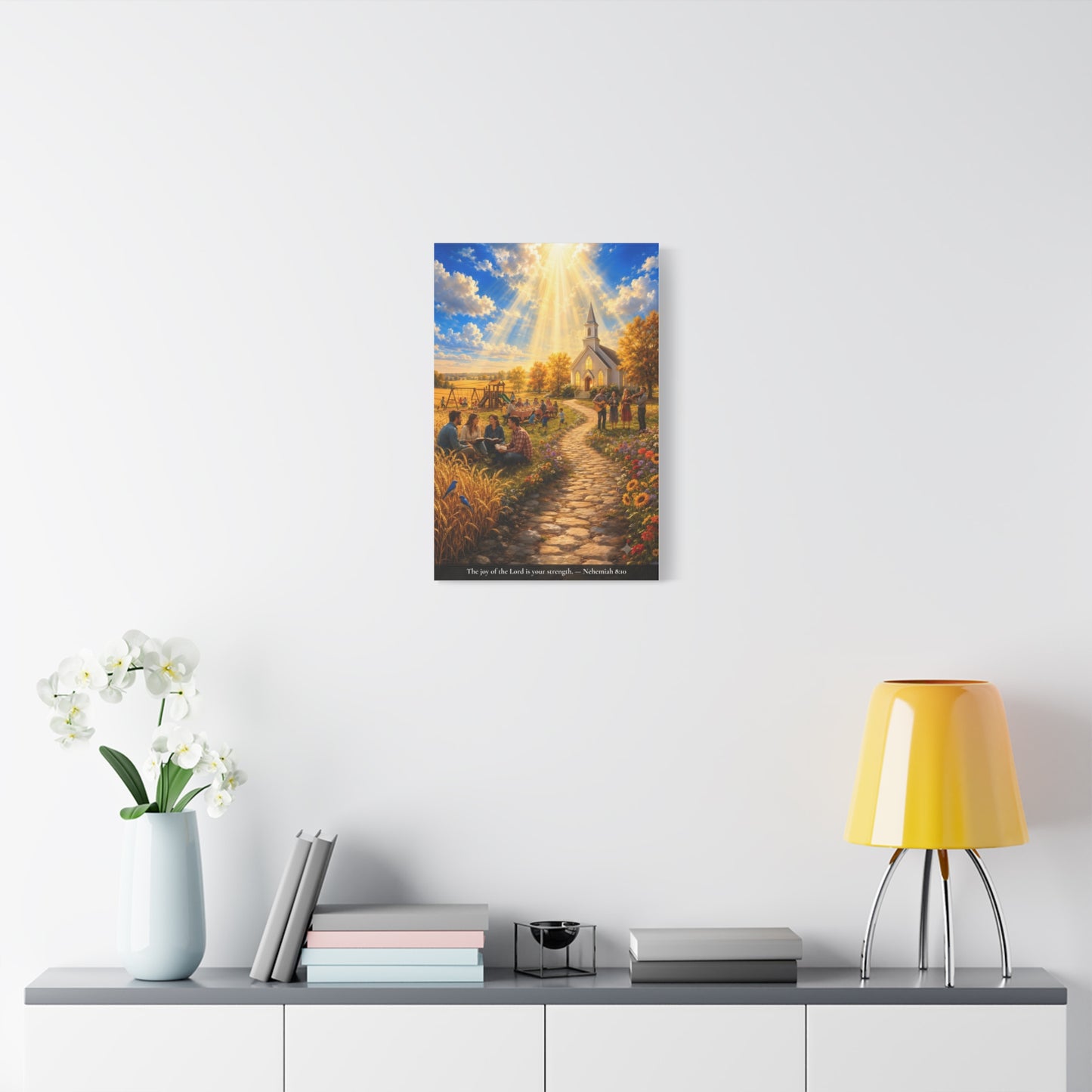 The Joy of the Lord — Nehemiah 8:10 — Vibrant Edition — Christian Canvas Wall Art