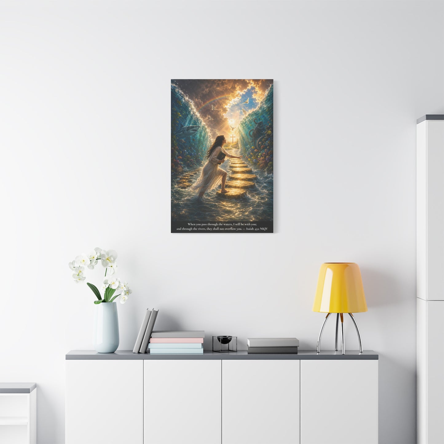When You Pass Through the Waters — Isaiah 43:2 | Vibrant Christian Canvas Wall Art