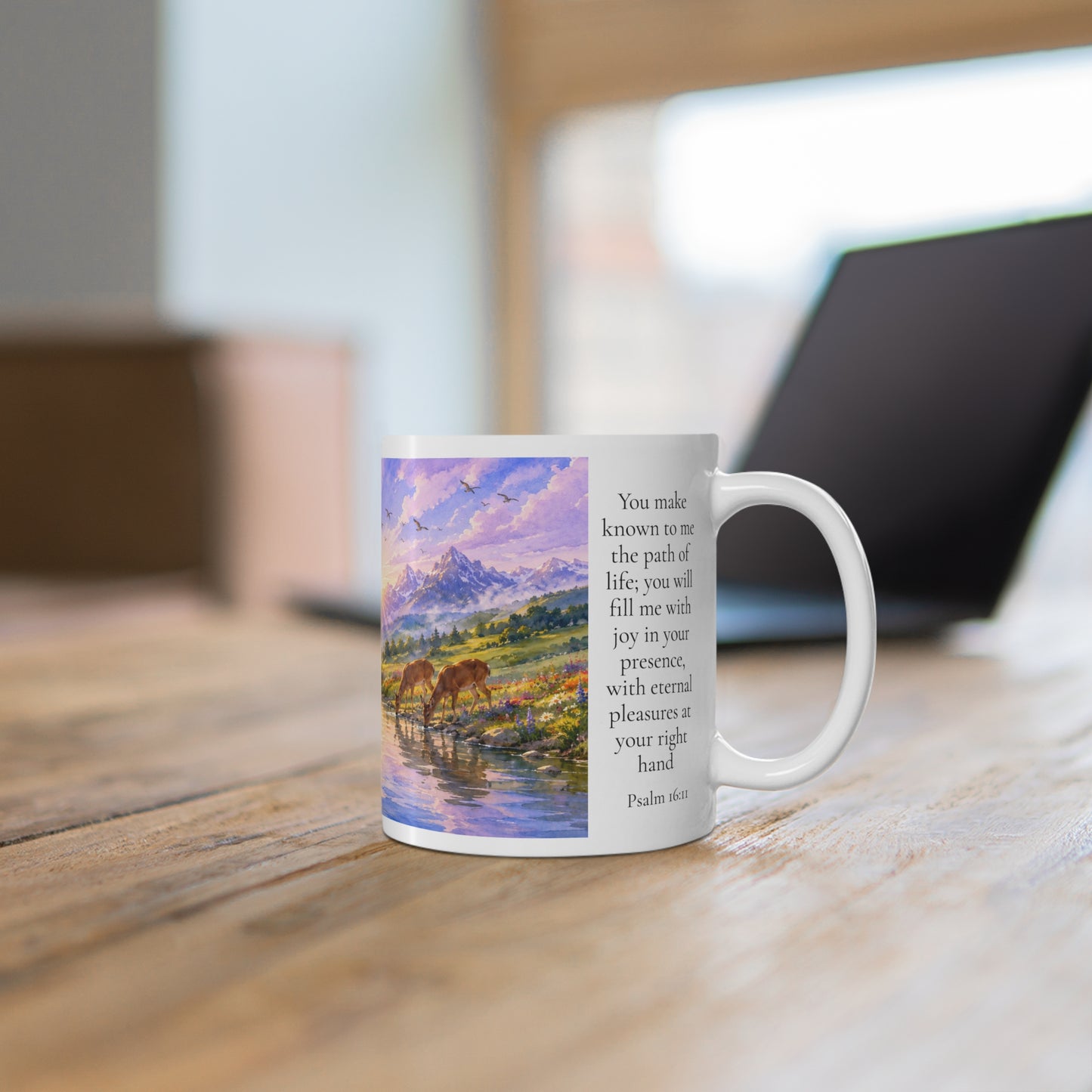 Filled With Joy Coffee Mug 11oz — Psalm 16:11 Christian Gift for Women