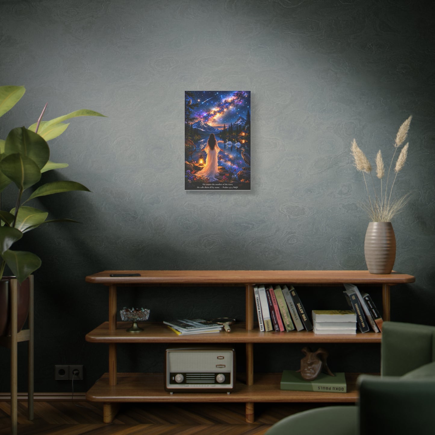 He Counts the Stars by Name — Psalm 147:4 | Vibrant Christian Canvas Wall Art