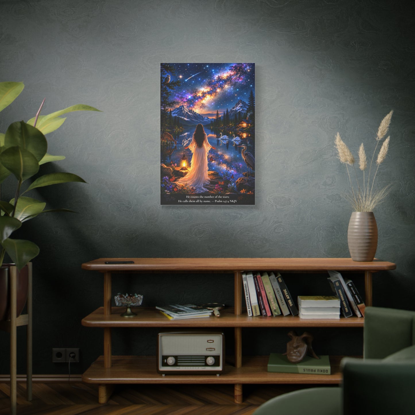 He Counts the Stars by Name — Psalm 147:4 | Vibrant Christian Canvas Wall Art