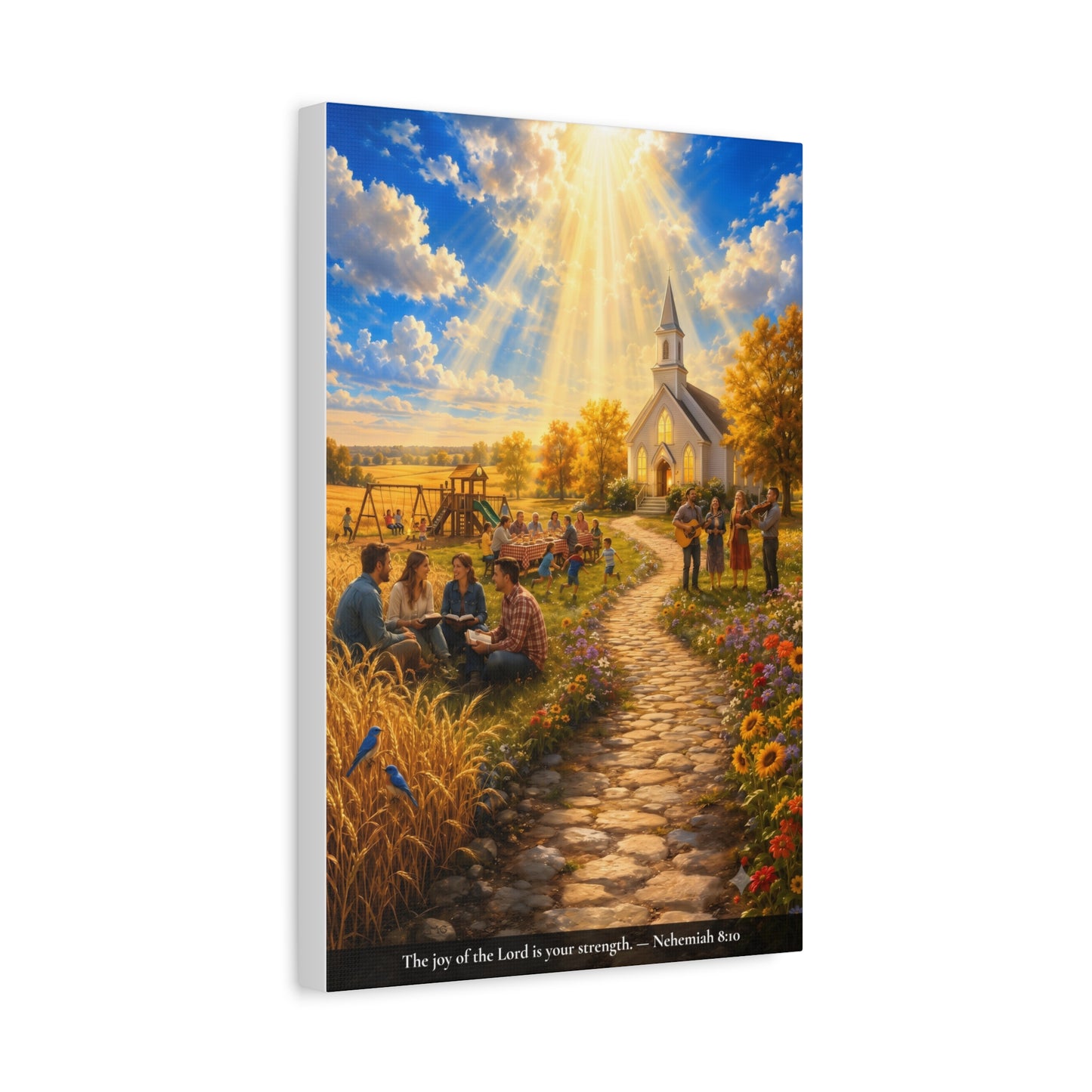 The Joy of the Lord — Nehemiah 8:10 — Vibrant Edition — Christian Canvas Wall Art