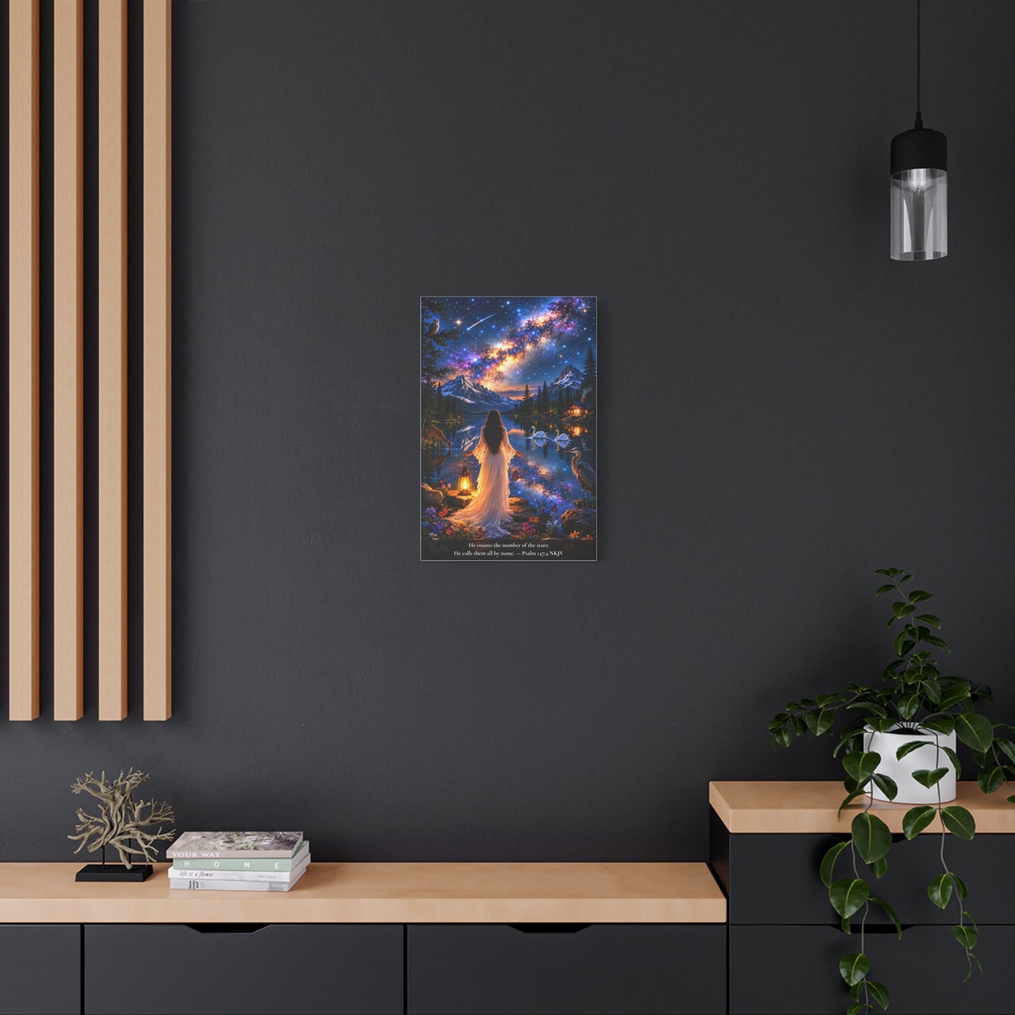 He Counts the Stars by Name — Psalm 147:4 | Vibrant Christian Canvas Wall Art