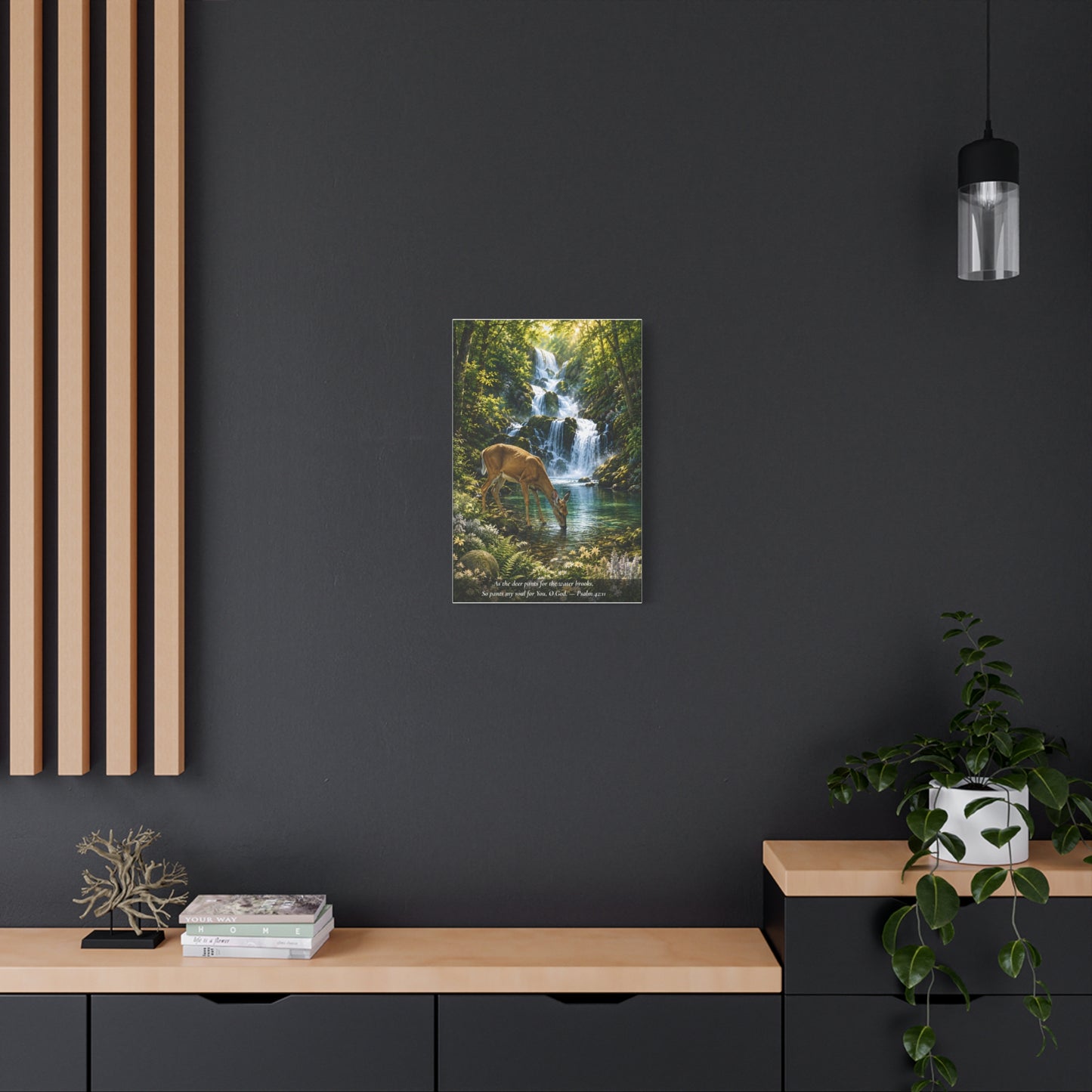 The Deer and the Waterfall — Classic Canvas Wall Art | Psalm 42:1