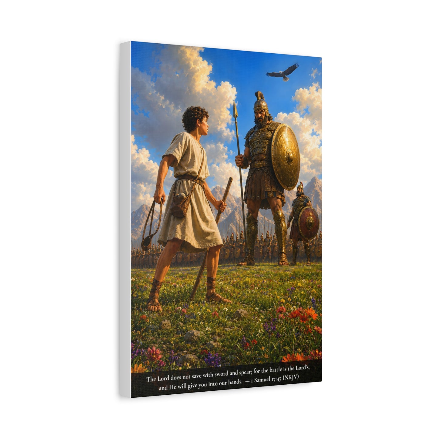 David and Goliath — 1 Samuel 17:47 | Vibrant Christian Canvas Wall Art