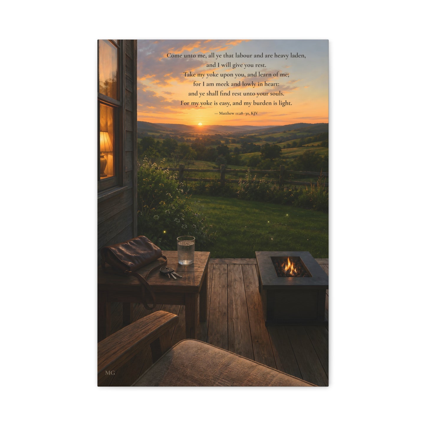 I Will Give You Rest — Matthew 11:28-30 | Quiet Grace Canvas Wall Art
