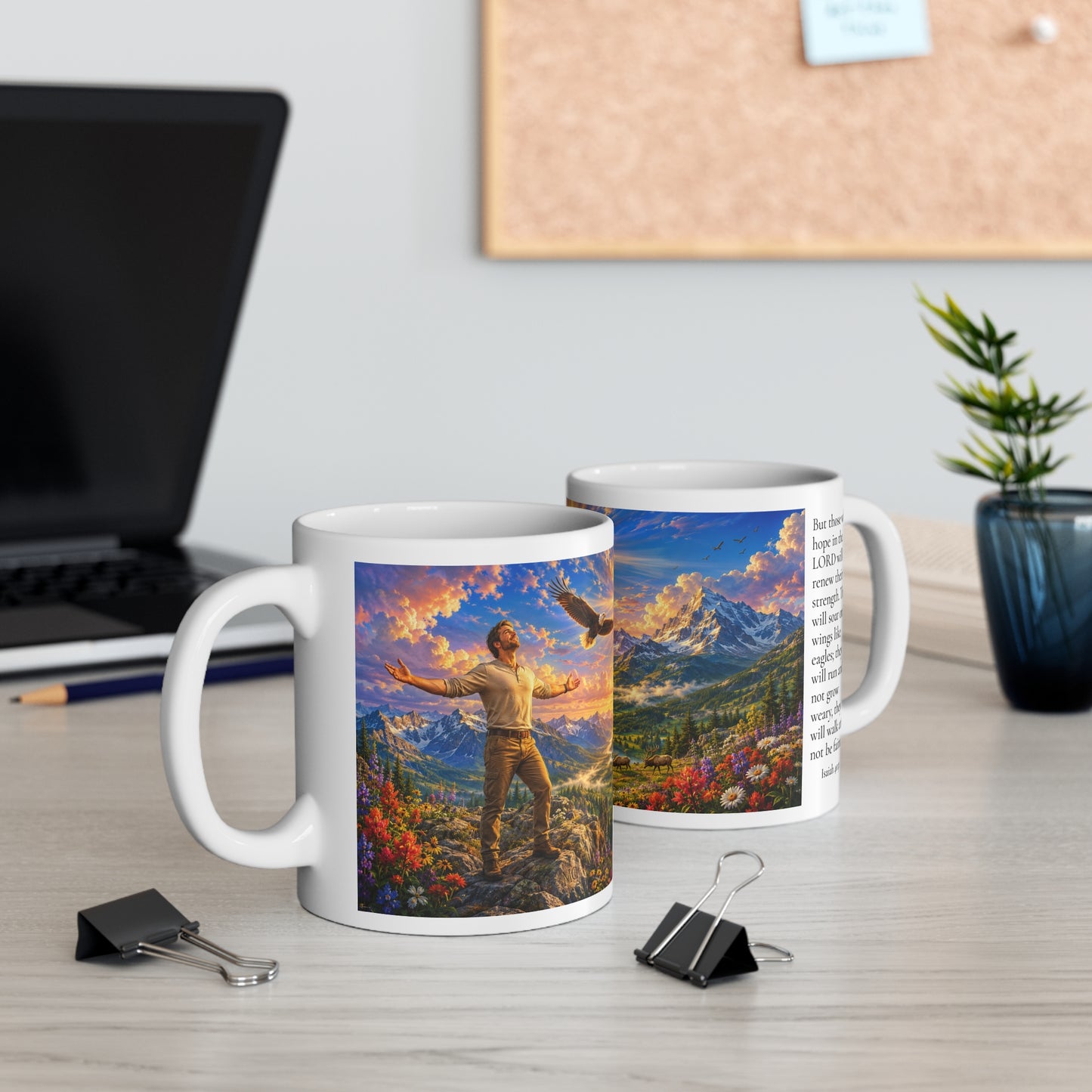 Father's Day Gift for Dad — Isaiah 40:31 Eagle Mug 11oz — Soar on Wings Like Eagles