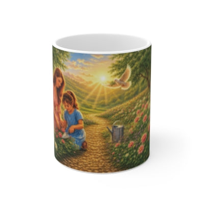 She Is Clothed in Strength and Dignity Mug 11oz - Proverbs 31:25 Christian Gift for Women