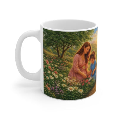 She Is Clothed in Strength and Dignity Mug 11oz - Proverbs 31:25 Christian Gift for Women